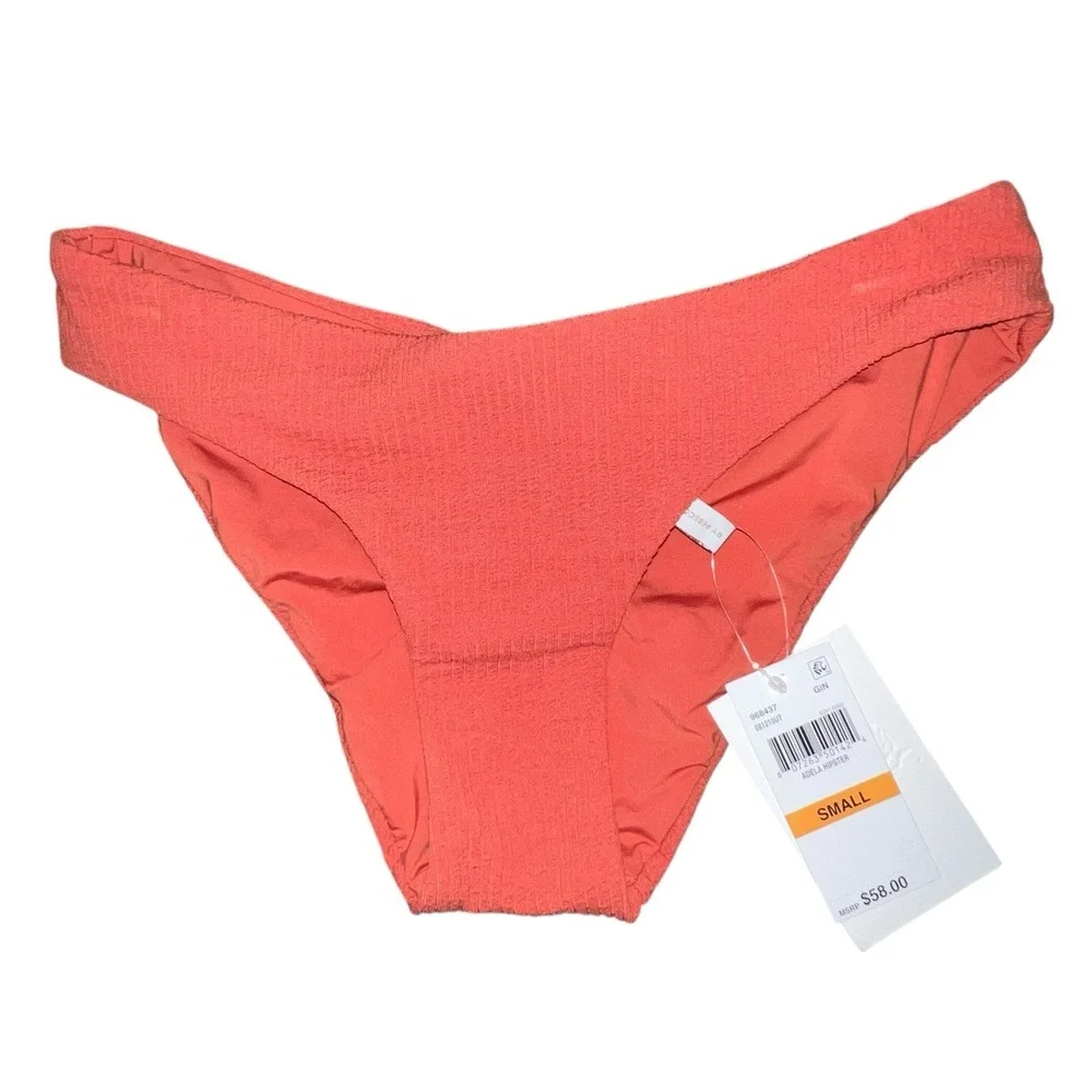Becca by Rebecca Virtue Adela Hipster Bikini Bottom Size Small Orange Ribbed New